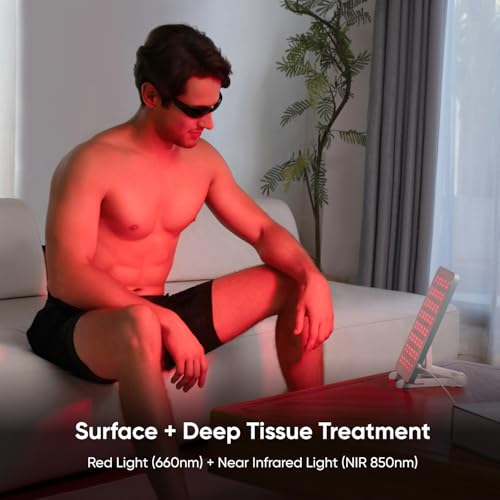 Nanoleaf Red Light Therapy Panel for Body & Face, 160 High Focus LEDs with Dual Wavelengths (630nm Red + 850nm Near Infrared), Portable Lamp Built-in Timer & 4 Intensity Levels, Protection Glasses - Image 6