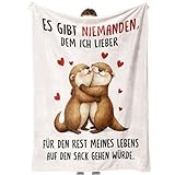 GoMelley Jahrestag Geschenk für Ihn Sie, Ich Liebe Dich Geschenke für Frauen Männer, Süße Otter Kuscheldecke, Partner Geschenke für Freundin Freund Geburtstag, Hochzeitstag, Weihnachten, Valentinstag
