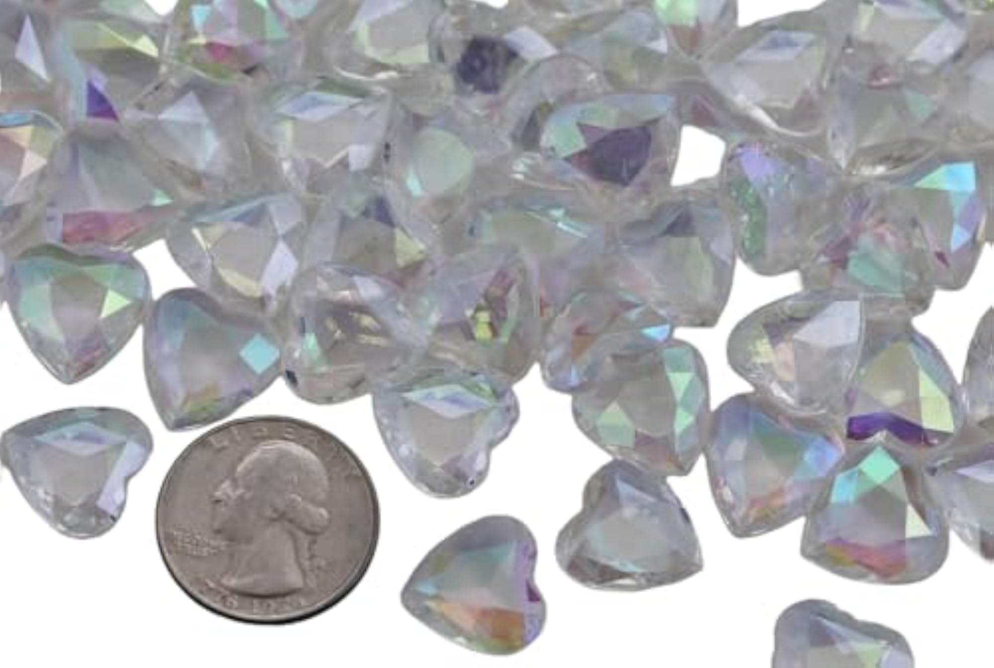 100PCS Crystal Heart Decorating Gems, AB Coating