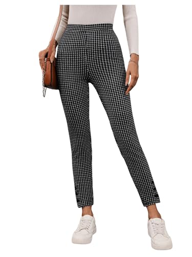 SweatyRocks Women's Plaid Pants High Waisted Skinny Work Office Long Trousers