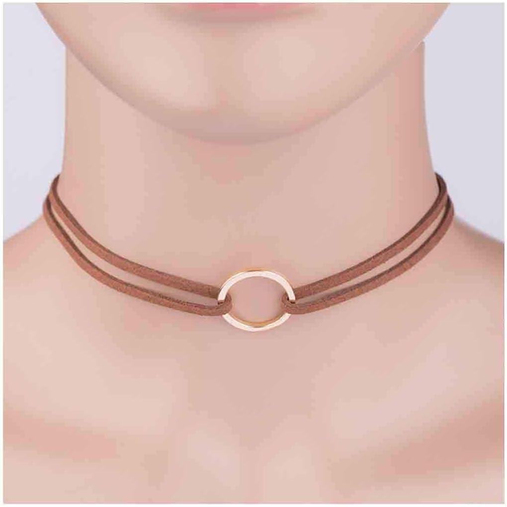 Olbye Karma Choker Necklace Gold Circle Necklaces Jewelry for Women Charm Leather Necklace Cord Choker