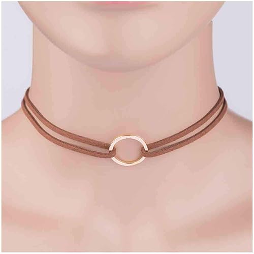 Miniatura 2 de Olbye Karma Choker Necklace Gold Circle Necklaces Jewelry for Women Charm Leather Necklace Cord Choker