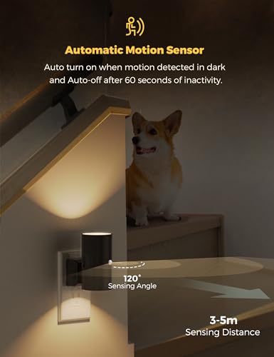Image of Soft White Light+ Amber Light, 4 Pack, Motion Sensor Night Light Plug in, 0-100LM Dimmable