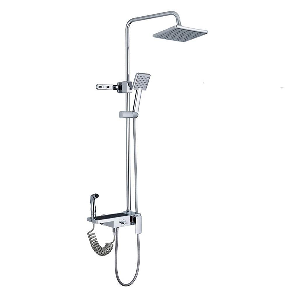Système de douche avec robinet 4 fonctions et pommeau de douche effet pluie 20 cm