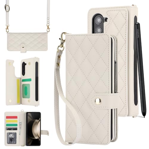 Étui en cuir pour Samsung Galaxy Z Fold 5 chic avec bandoulière