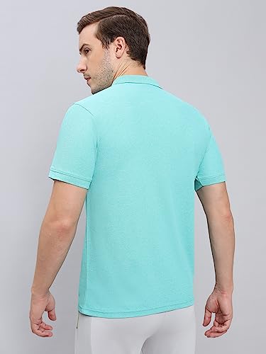 Image of TECHNOSPORT Men's Polyester Slim Fit Self-Design Short Sleeve Polo Matpiq T-Shirt with Anti Microbial, Techno Dry for Regular and Casual Use