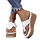 Latschen Damen Sommer Elegant Sommerschuhe Bequem Keilabsatz rutschfest Plateau Schuhe Orthopädische Sandalen Weiß Flipflopssandalen Zehentrenner Sandalen mit Fussbett Flip Flops Pantoletten