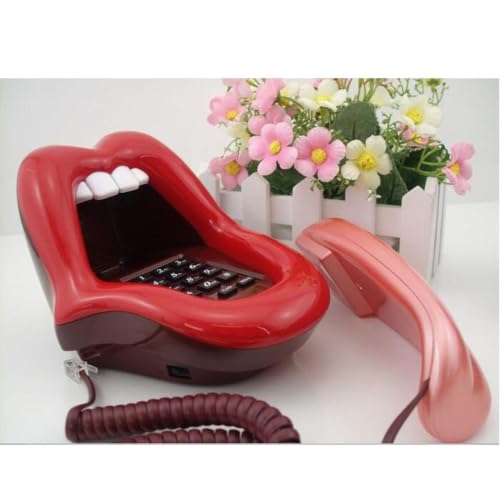 Teléfono Cableado de Cable Rojo con Diseño Boca Sexy miniatura 2