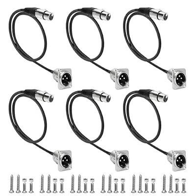 CuraceQ 6PCS XLR Pass Through Cable, 2Ft No Solder XLR Patch Panel Pass Thru Cable Fit for Stage Box, Patch Panel and Floor Box - Male to Female