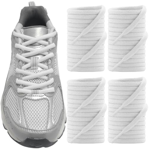 UamGlsob 2 Pairs Oval Shoelaces for New Balance 878, 530, 420, White, 54in