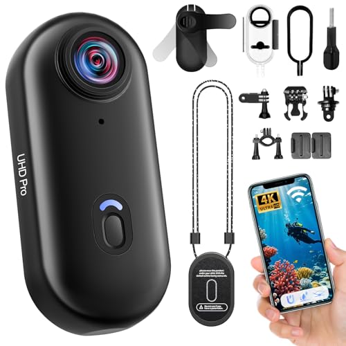 Nisanuki Cámara Deportiva 4K, Cámara Subacuática WiFi, 120° Mini Cámara de Acción Videocámara de Casco Camara Acuatica Sumergible Videocámara Corporal para Vlogs Moto Bici Varios Accesorios