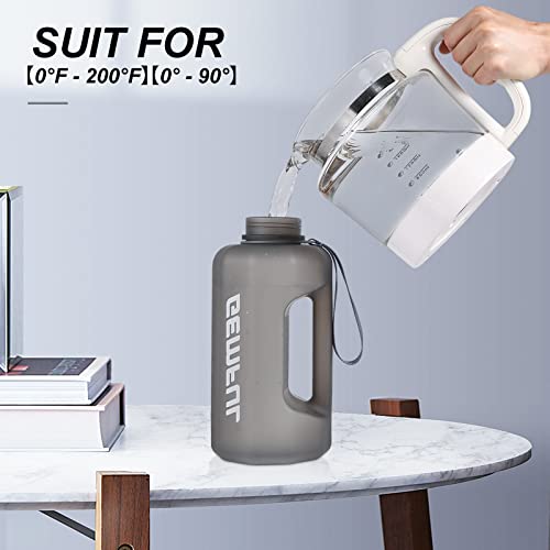 GEMFUL 2.2L Trinkflasche Sport - Große Wasserflasche mit Griff & Zeitmarkierungen - Perfekt für Fitness & Alltag - Immer ausreichend hydriert（Grau） 6