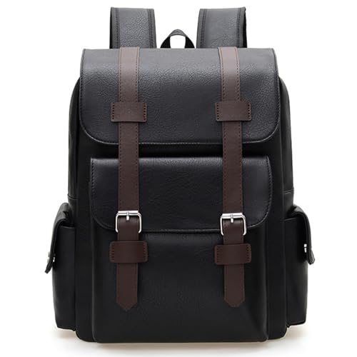 Sac à dos en cuir PU pour hommes imperméable et antivol de grande capacité pour le travail