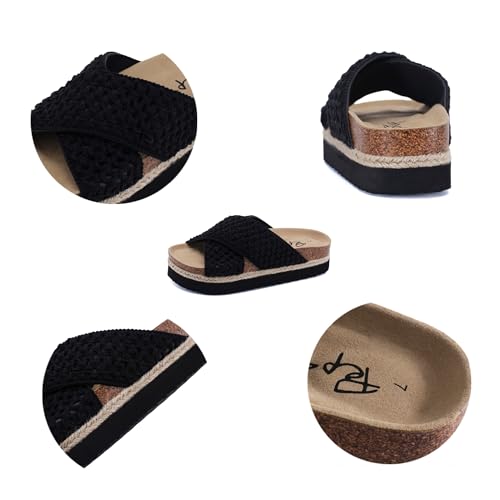 Image of PepStep Slide Sandals for Women with Soft Cork Footbed and Strap, Ladies Fashion Platform Slide Sandals Comfortable Slip On Style