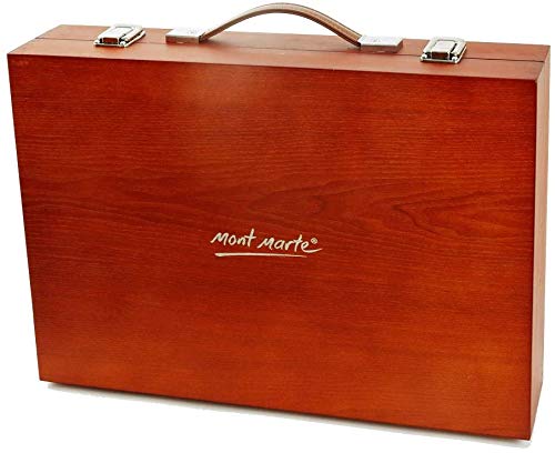 Image of Mont Marte 174-Piece Deluxe Art Set, Art Supplies for Painting and Drawing, Art Kit in Wood Box Includes Acrylic, Oil, Watercolor Paints, Oil Pastels, Color Pencils