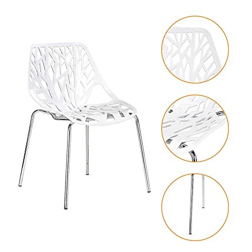 Canglong Modern Mid Century Plastic Shell Hollow Matal Legs Dining Chairs, 4 Pcs Pack-Light, White 1 #TOP6