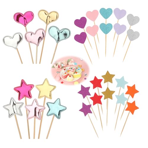 Salbsever 594317_1_RVAYEN5J 30 Pcs Star Cupcake Toppers Heart Cupcake Toppers Colorful Cake Heart And Star Cake Toppers Colorful Cute Party Decoration thumb #7