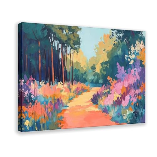 Vibrant Fauvist Abstract Landscape , Bold Bright Path in Nature,