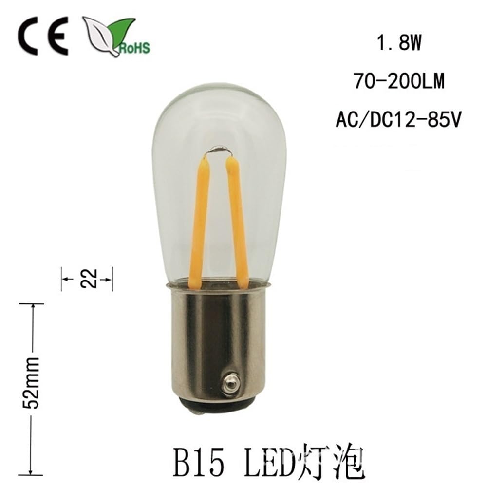 Fengyan Żarówki Domowe, Opakowanie 20 sztuk, mała żarówka LED Filament Light T22B B15D 1,5 W DC12 V/24 V/36 V/48 V, oświetlenie dekoracyjne na Boże Narodzenie(2700K Warm White,24V)