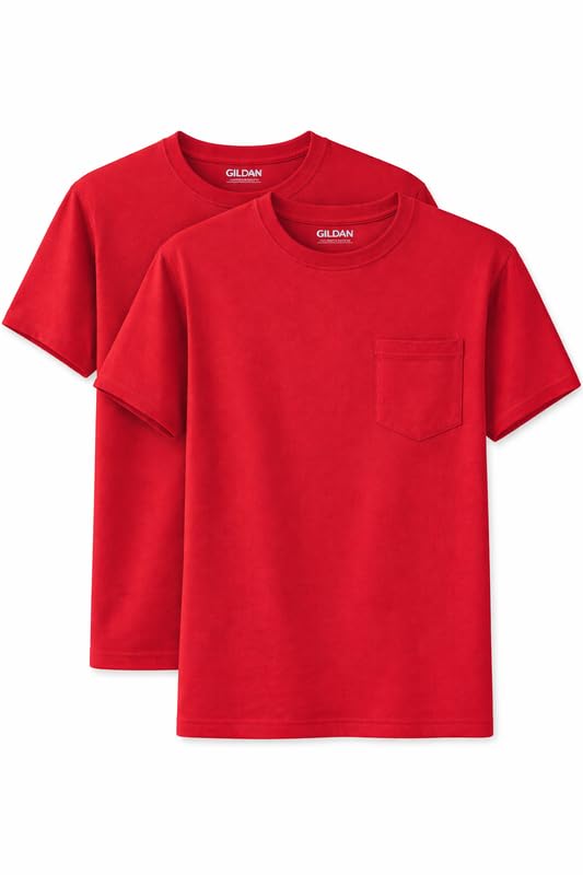 Image of Gildan Unisex Adult DryBlend Workwear T-Shirts with Pocket, 2-Pack