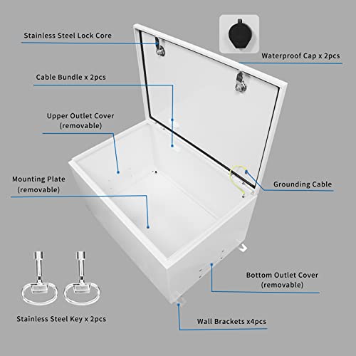 Ip55 Weatherproof Steel Enclosure, Nema 4X Steel Electrical Box Wall-Mounted Electronic Equipment Enclosure Box, Outdoor/Indoor Electrical Junction Box, With Mounting Plate And Wall Bracket 24X16X12“ #TOP5