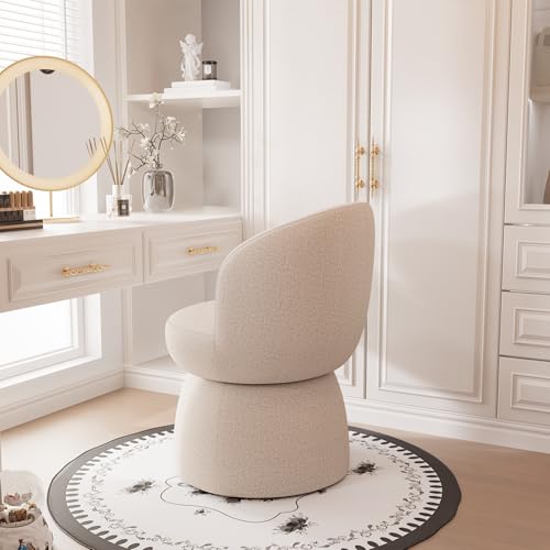 Sillón Giratorio 360° Tela Boucle Beige miniatura 6