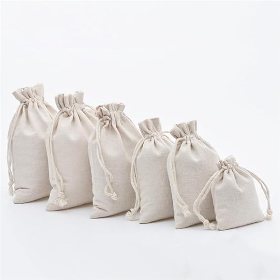 BROSBRSS Muslin Bags Burlap Bags Cotton Drawstring Bags