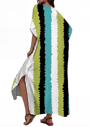 Image of Runwind Plus Size Maxi Dress for Women Short Sleeve V Neck Casual Long Dresses with Pockets