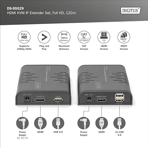 Splitter KVM HDMI DIGITUS pour prolonger un affichage sur 120 m - 2