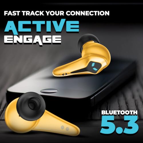 Image of HOPPUP Predator Xo3 Gaming Earbuds with 35MS Low Latency, 13MM Drivers & 50H Playtime Bluetooth (Yellow, True Wireless)