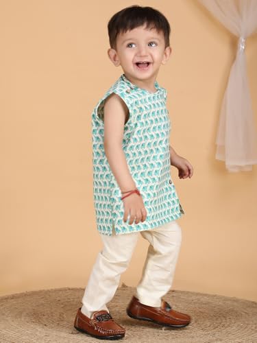 Image of POLKA TOTS Pure Cotton New Born Dress | Ultra-Soft, Breathable & Lightweight Sleeveless Jhabla Pant Set for Baby Boys & Girls | Baby Summer Clothes | Traditional Jabla & Pyjama Set for Newborns