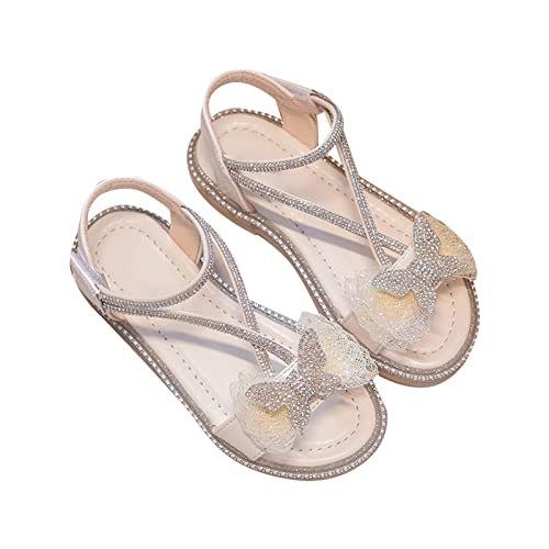 Girls' Rhinestone Princess Sandals Summer Baby Toddler Lightweight Breathable Bow Girls Beach Girl Sandals Breathable Soft Sole Wedding Sandals