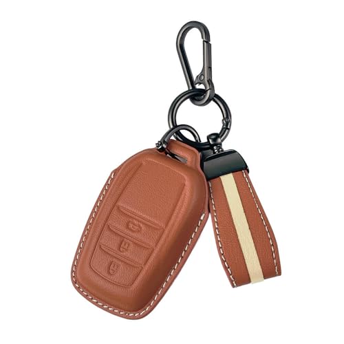 Image of keyzone Royal Leather Key Cover for Toyota Fortuner, Legender, Innova HyCross, Land Cruiser, 3-Button Smart Key