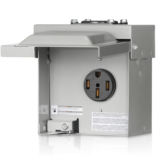 WILAWELS 50 Amp RV Power Outlet Box 125V/250V NEMA 14-50R RV Outlet Weatherproof Outdoor Electrical Box with Receptacle Panel Enclosed Lockable Power Box for RV Camper ETL Listed H01OB06