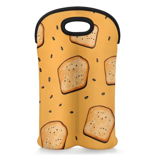 GzLeyigou 2 Bottles Bread Wine Bag Sleeve Totes Neoprene Protective Wine Carrier Bag for Wine,Water, Champagne, Beer, Baby Bottles,Gift 14.5 x 10 Inches