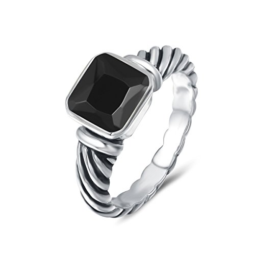 UNY Jewel Twisted Cable Wire Petite CZ Ring Designer Inspired Fashion Brand Christmas Valentine Women Dupes Jewelry Gift (Black, 7)