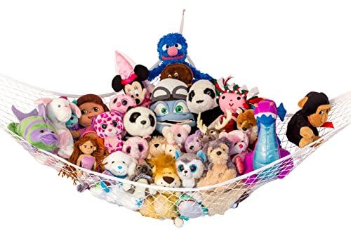Image of Stuffed Animal Hammock XL | Corner Stuffed Animal Storage & Plushie Net | Extra Large Toy Hammock for Stuffed Animals | Easy Hang, Hardware Included | White Bedroom Decor | by Lilly's Love