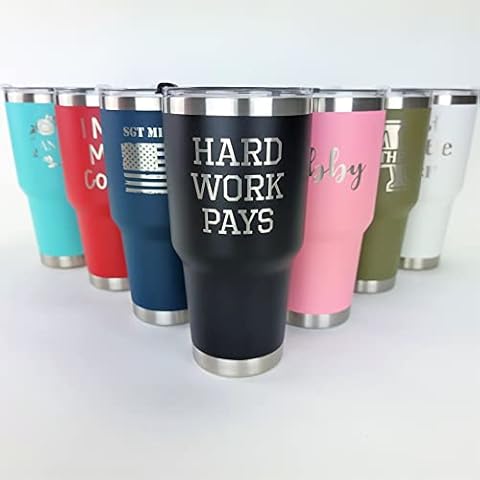 Monogram Vacuum Insulated 30 ounce Tumbler with Lid - Personalized Stainless Steel Travel Mug Cover