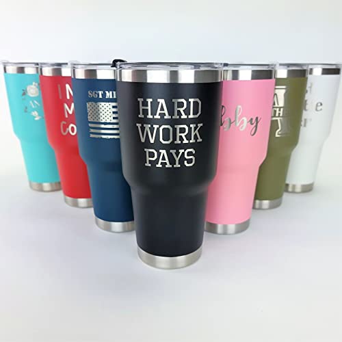 Custom Laser Engraved Insulated 20Oz & 30Oz Tumblers W/Splash Proof Lid - Personalized Gifts (20Oz Tumbler, Black) #TOP3