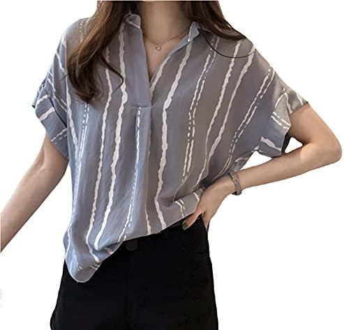 Amazon Sgwr スキッパー シャツ 半袖 ワイド スリーブ 上品 ストライプ とろみ ブラウス レディース シャツ ブラウス 通販