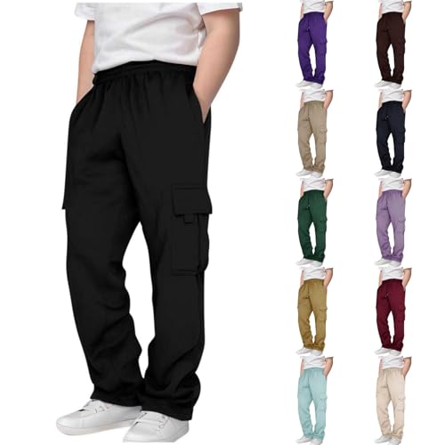 Cargo Sweatpants for Kids Boys Trendy Athletic Multi Pockets Track Pants Stretch Breathable Running Sports Trousers