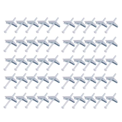 Fangxuee 50 Pernos de Palanca de 1/8 de Pulgada para Paneles de Yeso, Kit de Anclajes para Paneles de Yeso de Alta Resistencia, Kit de Anclajes y Tornillos para Paneles de Yeso para Techo