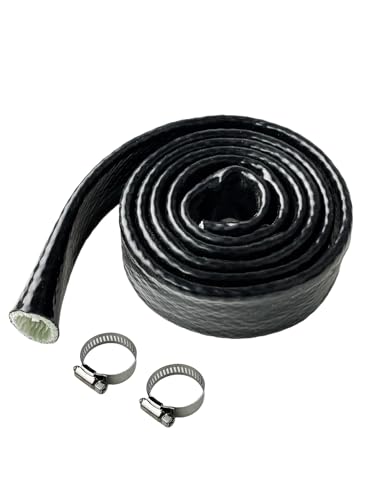 YAMAKATO 1 ID Heat Shielded Fire Thermo Armor Fire Sleeve Silicone Coated Fiberglass Heat Protection for Automotive Hose Lines & Electrical Wiring (Black 3FT