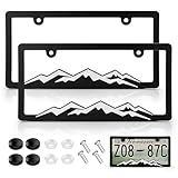 XCLPF Mountain License Plate Frames, Plastic License Plate Holder，Universal Car Tag Bracket, Off Road Style License Plate Holder Cover for Mountains Enthsusiast, 2 Packs 2 Hole Rust Proof Heavy Duty
