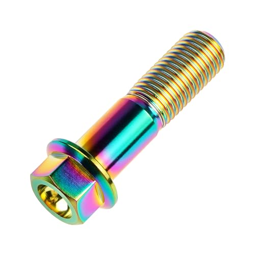 Image of Titanium Bolt Hex Small Flange Head M12x45mm Pitch 1.5, Rainbow | 30 35 40 45 50 55 60 65 70 75 80 85 90mm 1.25 /1.5mm Pitch Screws for Motorcycle Car Modification Pack of 4