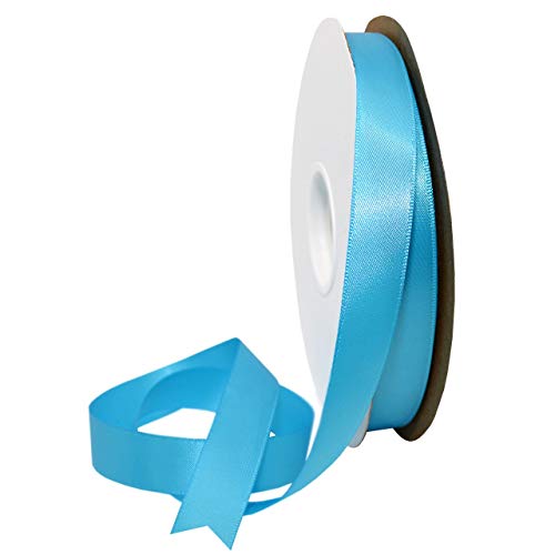 Image of Morex Ribbon 08816 /50-340 Double Face Satin Ribbon, 3 /8 inchx 50 Yd, Turquoise