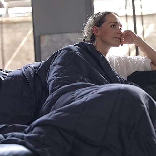 YnM 6.8kg Weighted Blanket, 100% Oeko-Tex Certified Cotton Material with Premium Glass Beads (Dark Grey, 122CM x 183CM 6.8kg), Suit for One Person Use on Twin & Full Bed