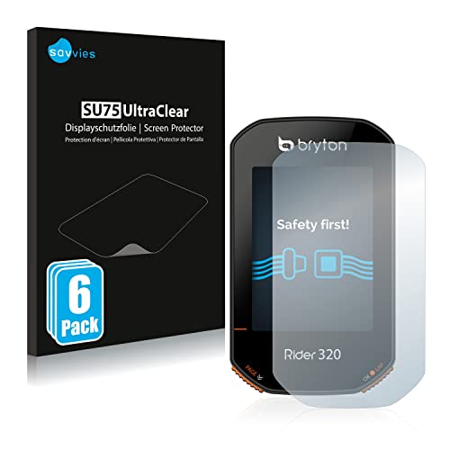 savvies Protector Pantalla Compatible con Bryton Rider 320 (6 Unidades) Película Ultra Transparente