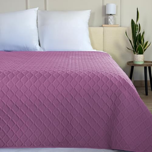 Euromat Tagesdecke Steppdecke Bettüberwurf (Ohne Kissenbezüge) Größe: 220x240 cm (Lila - Parla 3D)