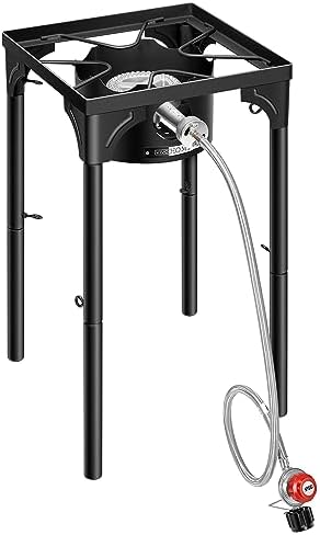 VIVOHOME Single Propane Outdoor Burner 100,000 BTU Camping Stove with Adjustable Legs, Gas Stove for Camp Cookout